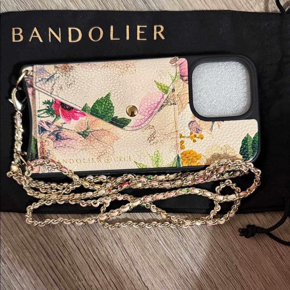 Bandolier Black Phone Case with Gold Chain
